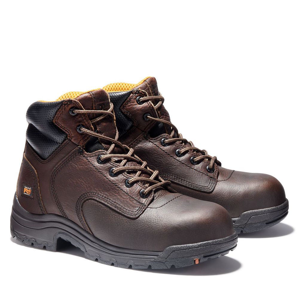 Timberland Μποτακια Εργασίας Ανδρικα Καφε - Pro® Titan® 6\" Comp Toe - Greece 3176892-KY